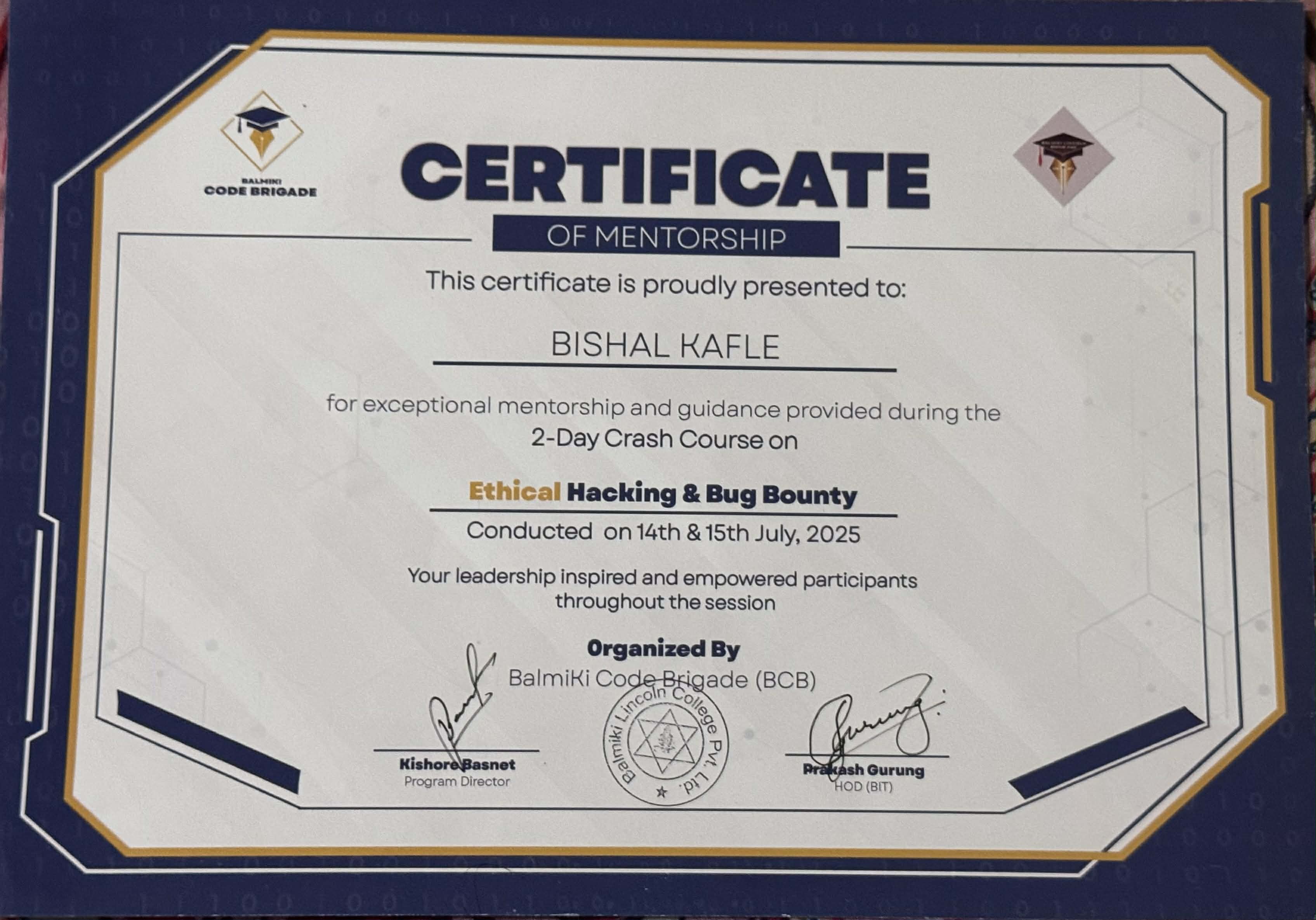 Mentorship Certificate